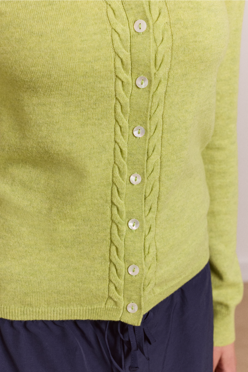 voula wool and cashmere blend cardigan - lime