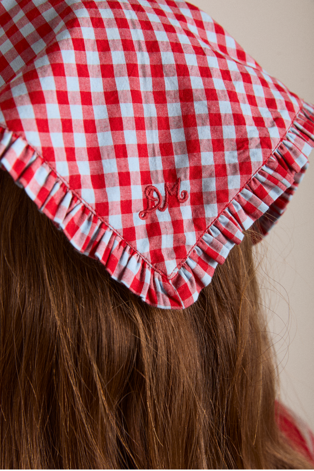 tie head scarf - red/blue gingham