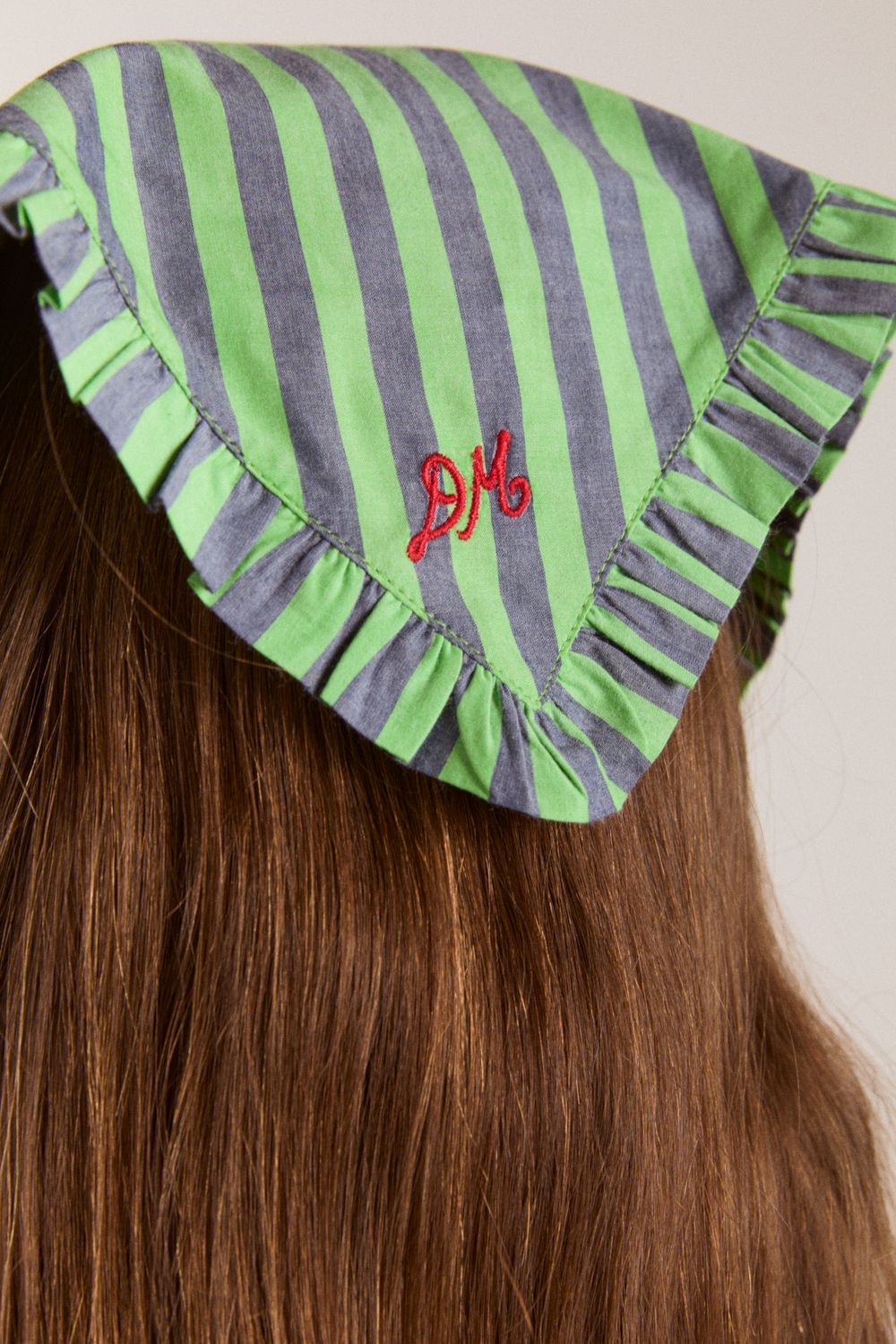 tie head scarf - navy/lime stripe