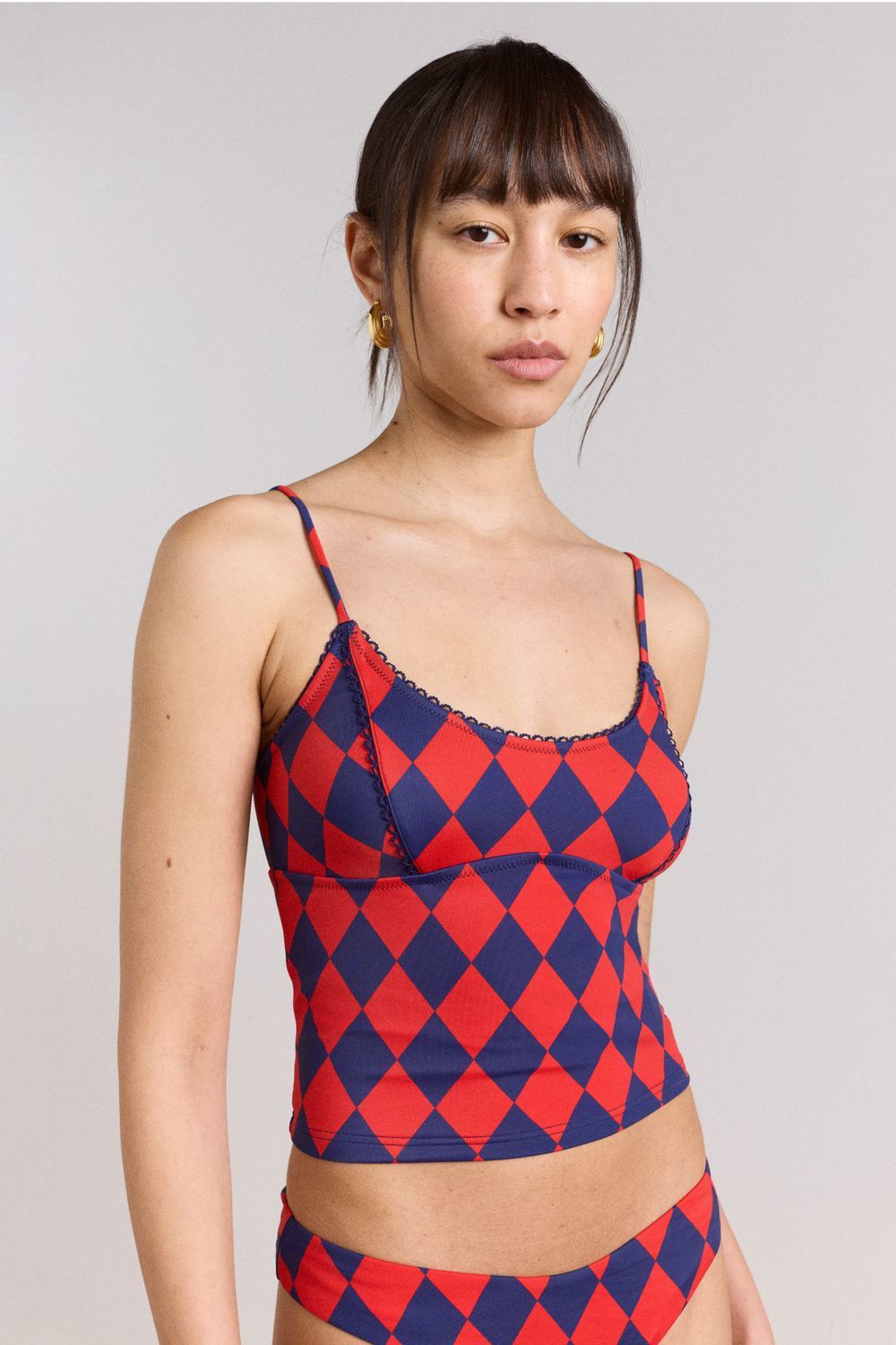 wren tankini top - harlequin print
