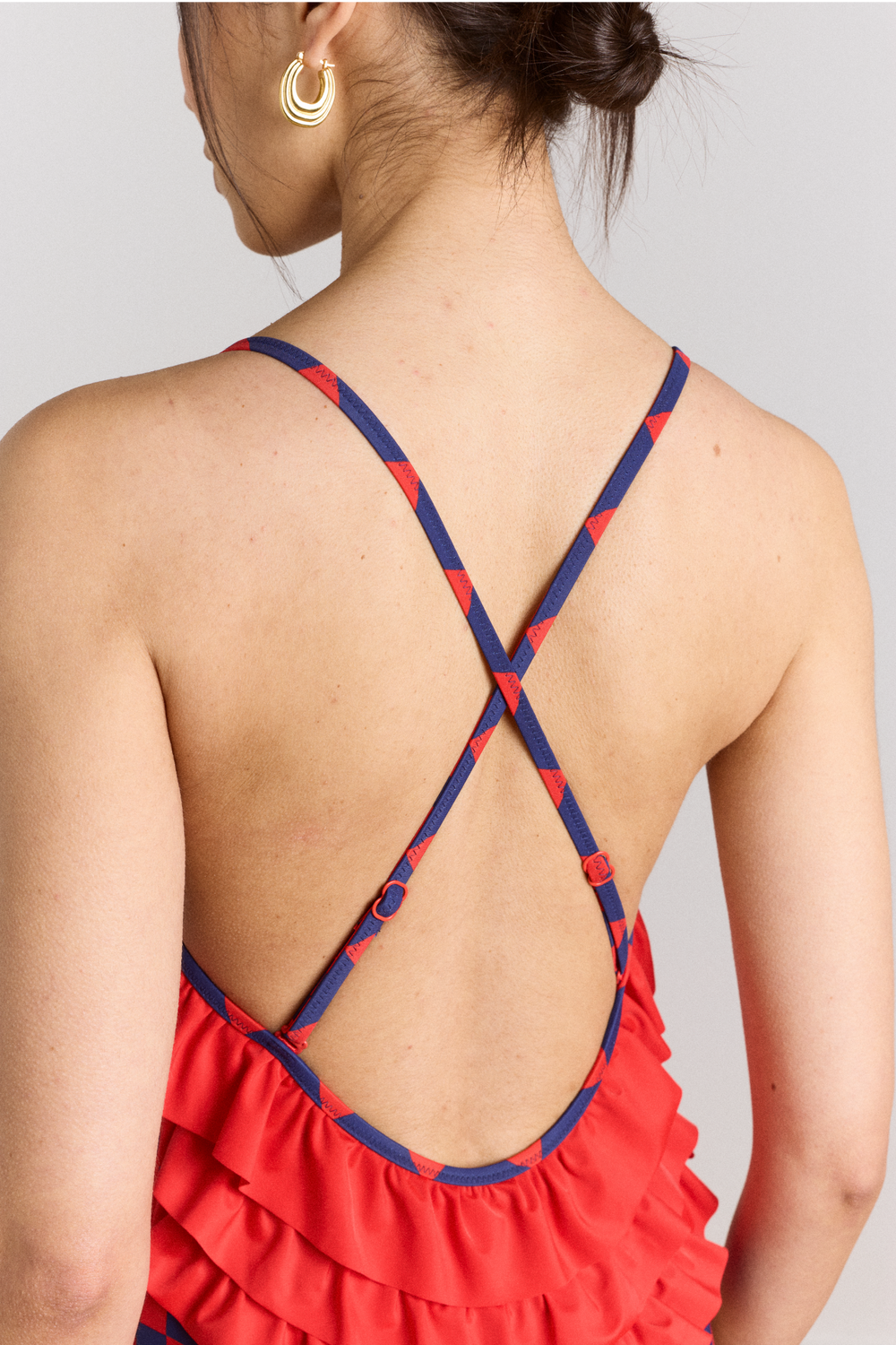 alora frill swimsuit - harlequin print