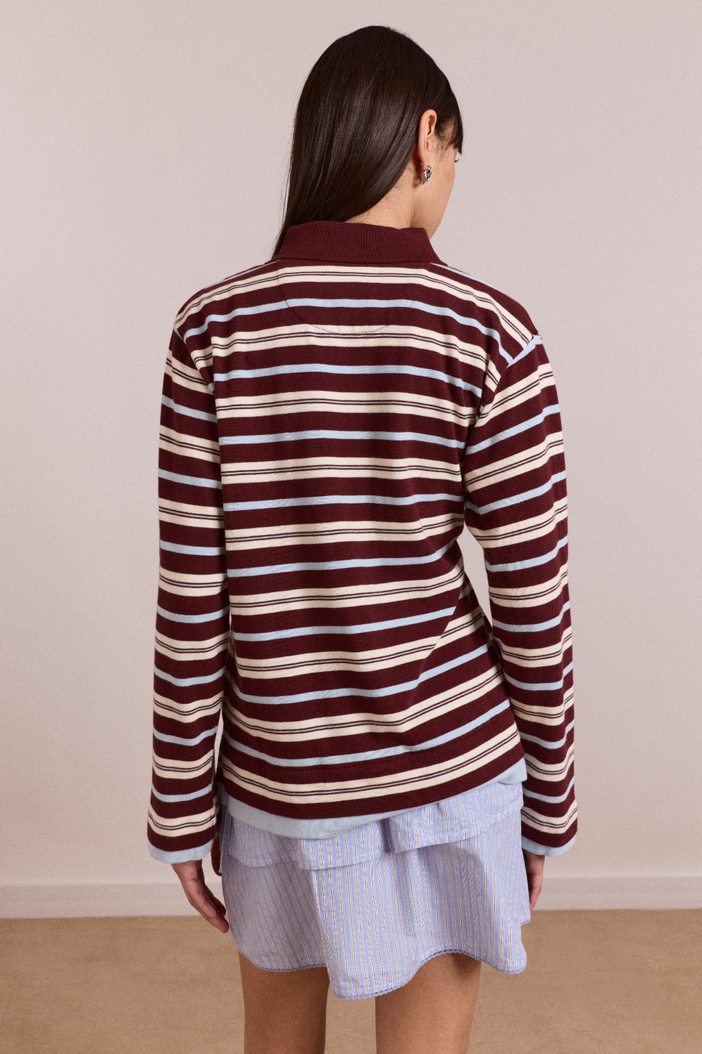 noah cinch layered rugby - choc stripe