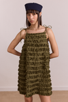 leili ruffle mini dress- olive