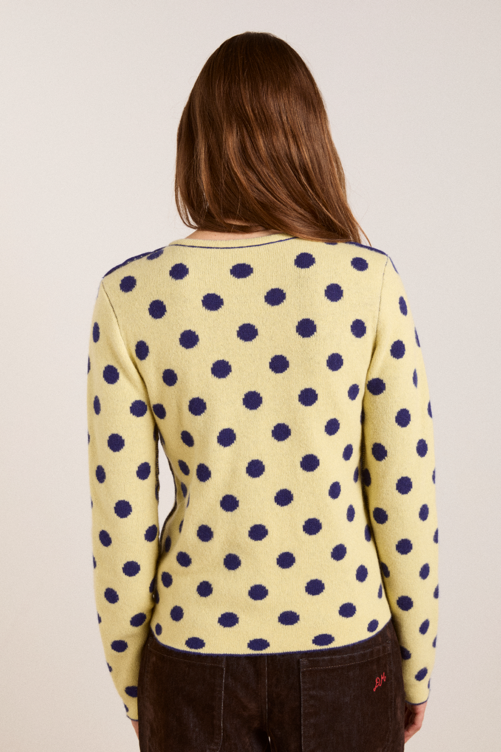 tabitha reversible merino wool cardigan -navy/butter