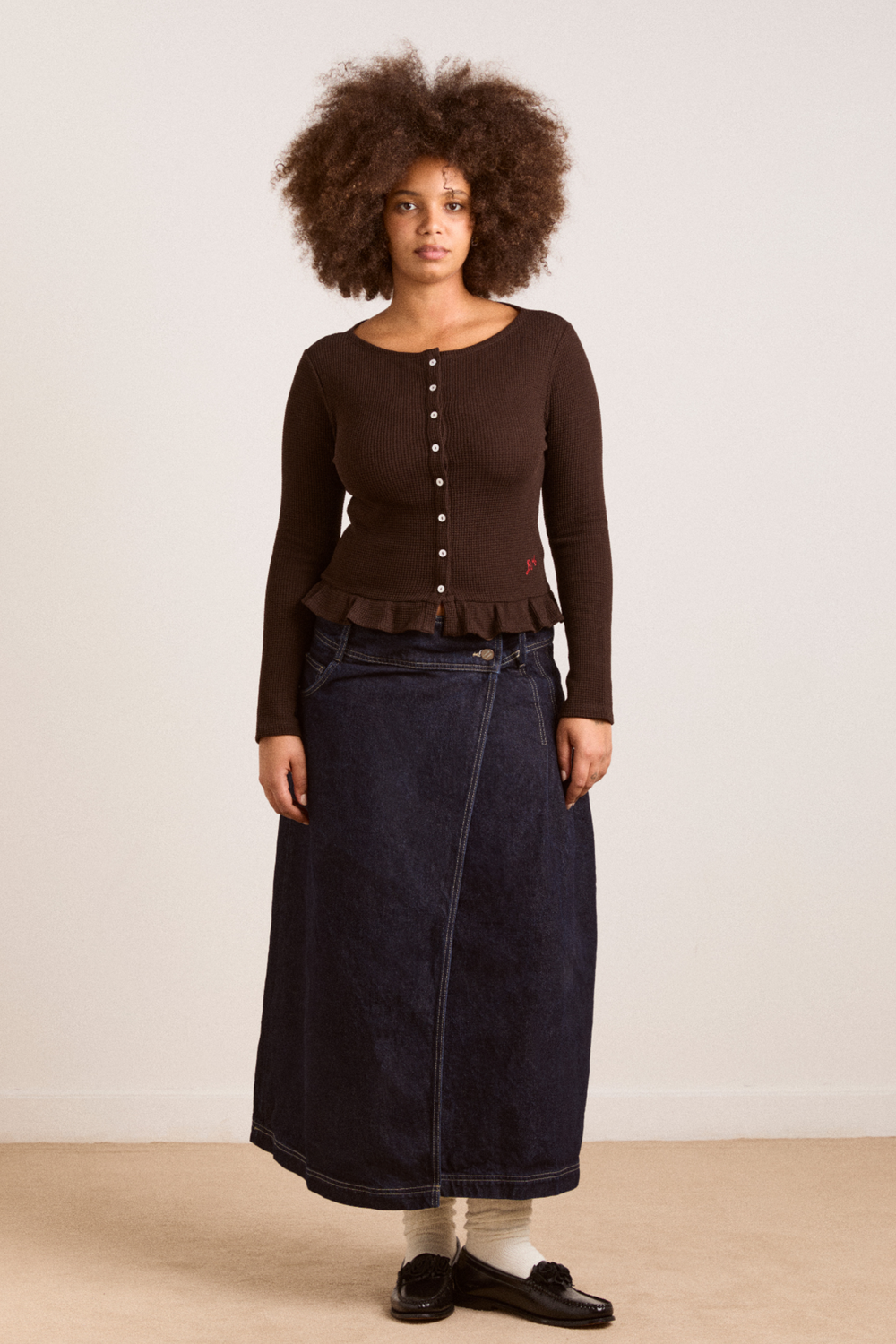Marjorie Waffle Top - Brown – Damson Madder Marjorie Waffle Top - Brown – Damson Madder