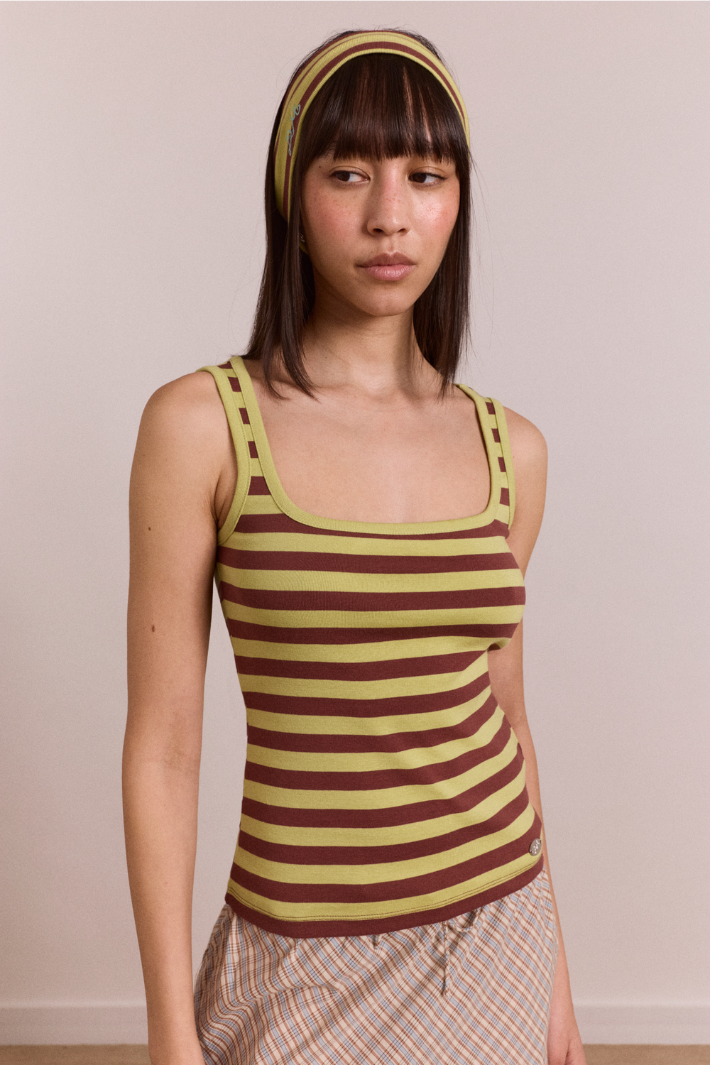 avielle tank - green stripe