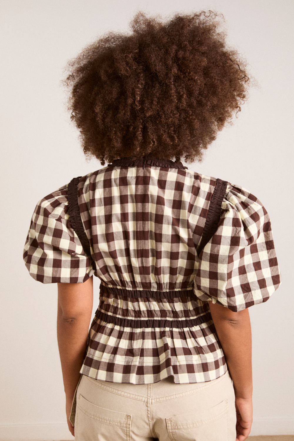 everly ruffle blouse - butter gingham