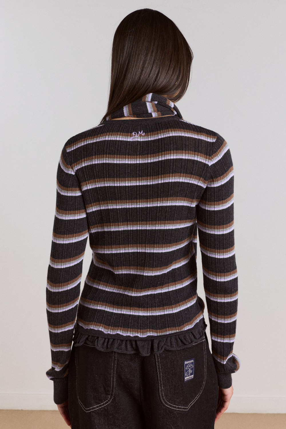 anelis cotton merino blend cardigan- multi stripe