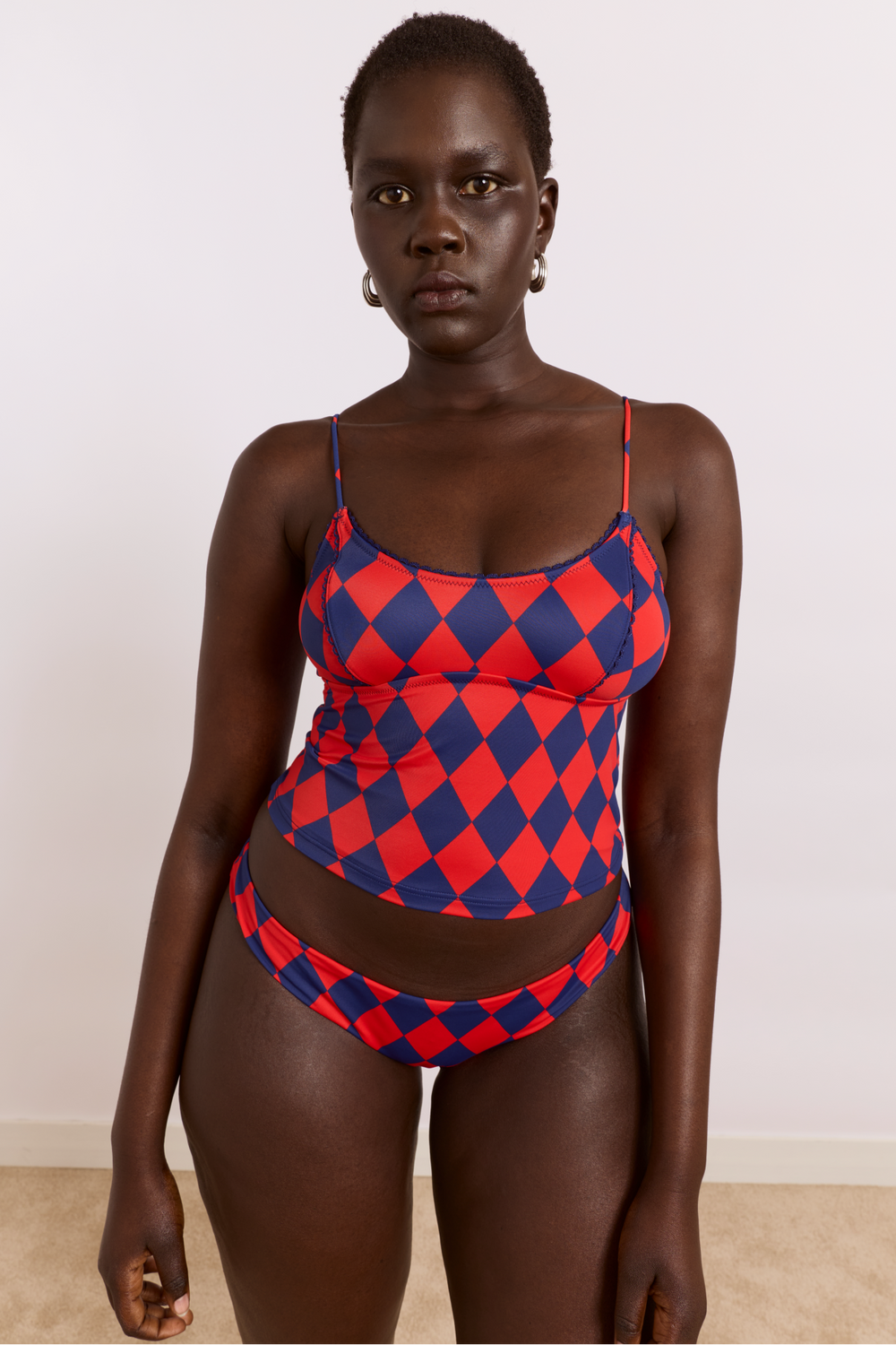 wren tankini top - harlequin print