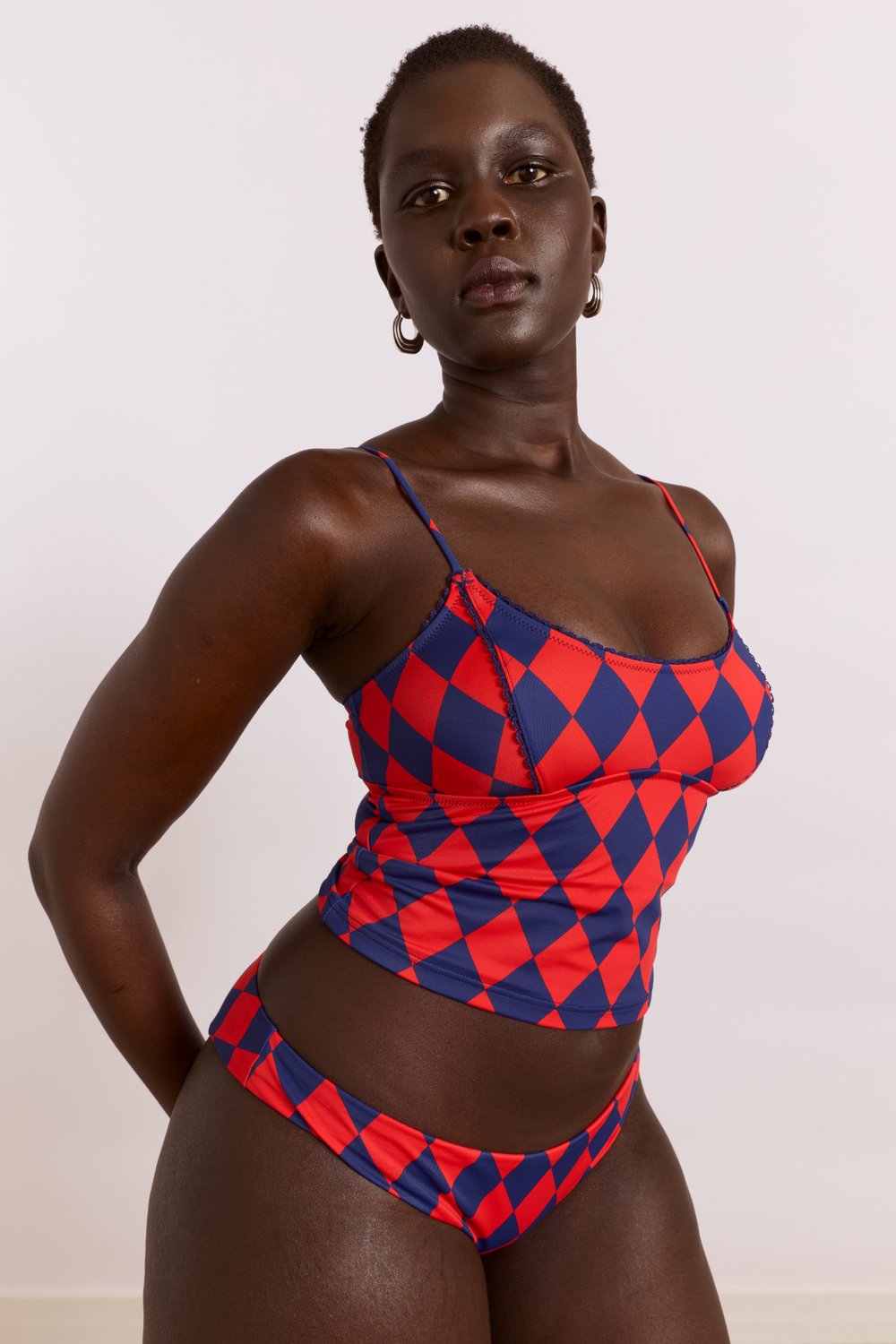 wren tankini top - harlequin print