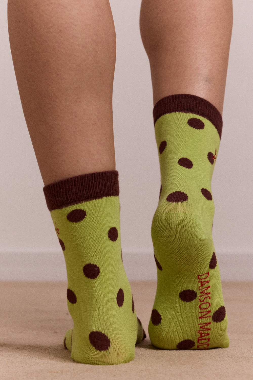 calf length 2 pack socks - choc & avocado