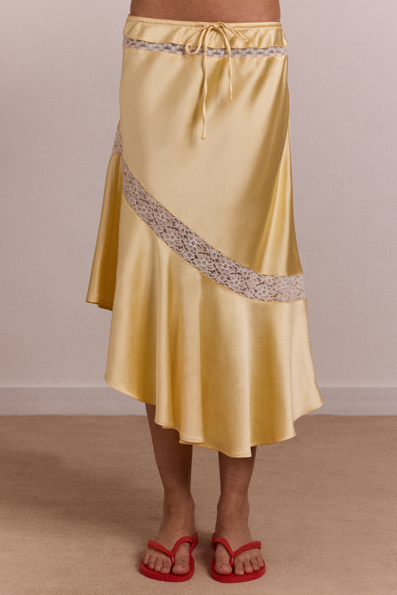 satin flare skirt digne ディニュ Delphia Satin Midi Skirt - Butter – Damson Madder
