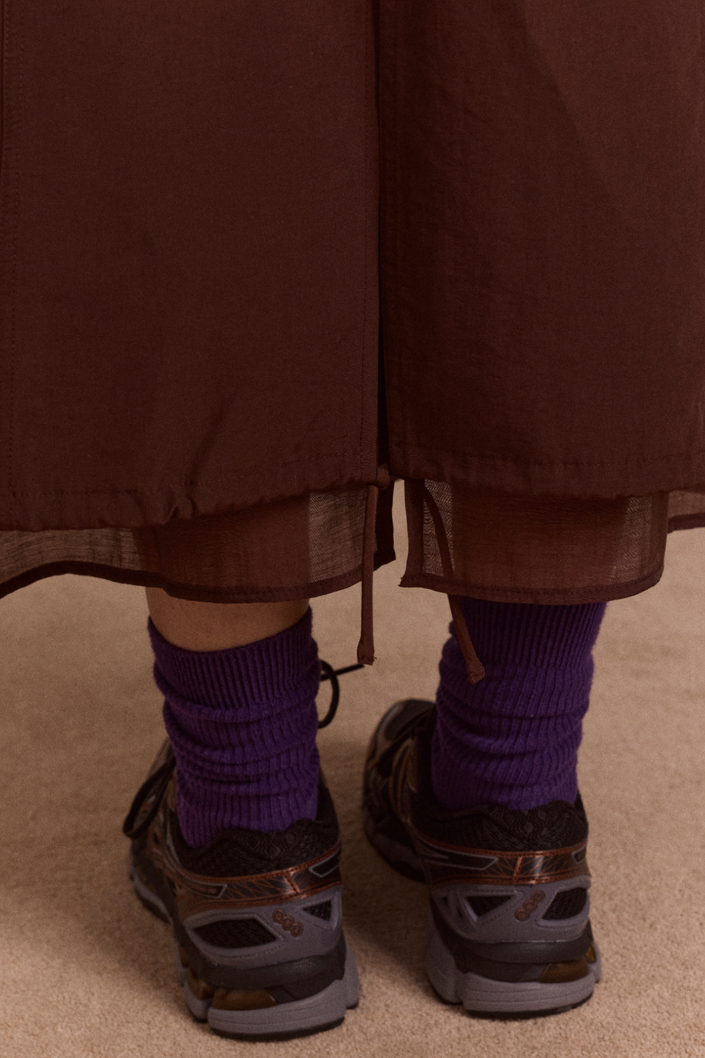 amber double layer midi skirt - choc