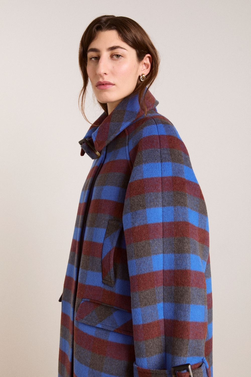 vivi wool coat - blue/brick