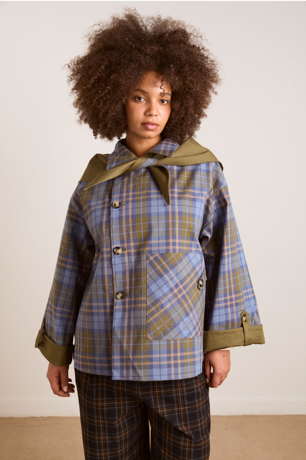 reversible jerry crop trench coat - olive