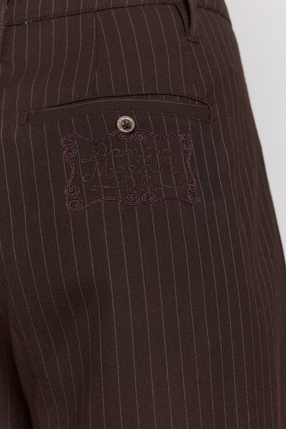 fabia trouser - choc pinstripe