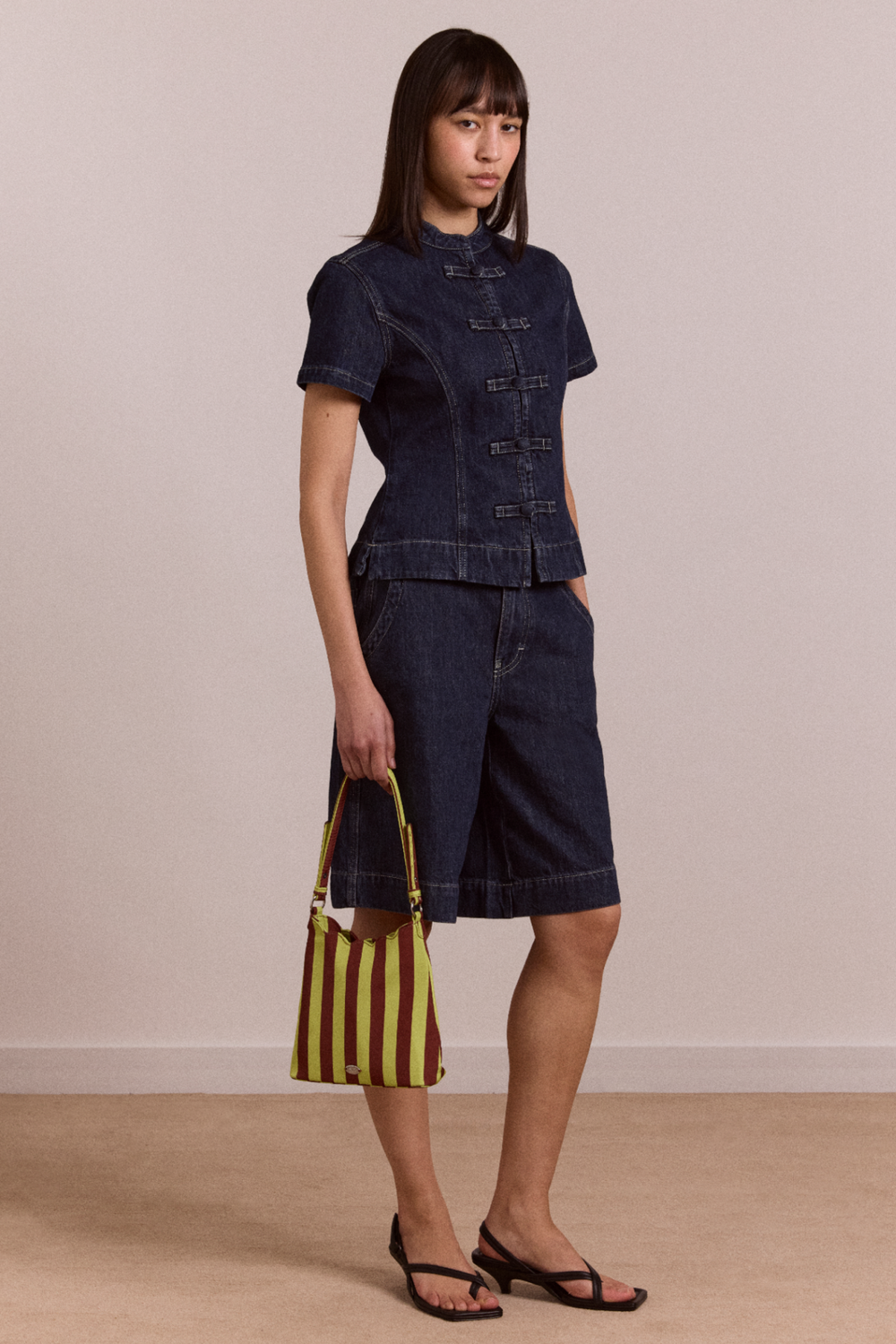 nelly button trim top - indigo