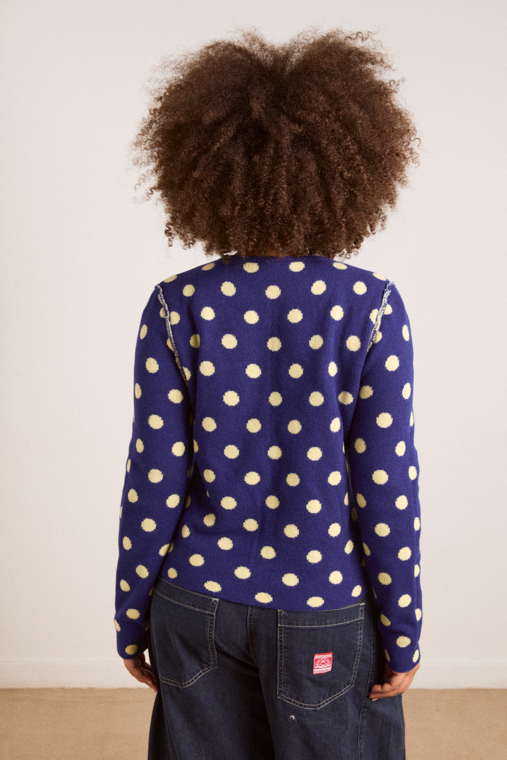 tabitha reversible merino wool cardigan -navy/butter