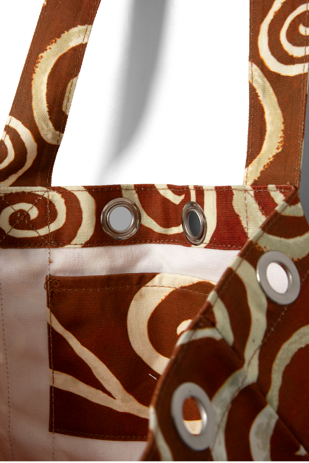 large canvas eyelet tote bag - swirl print