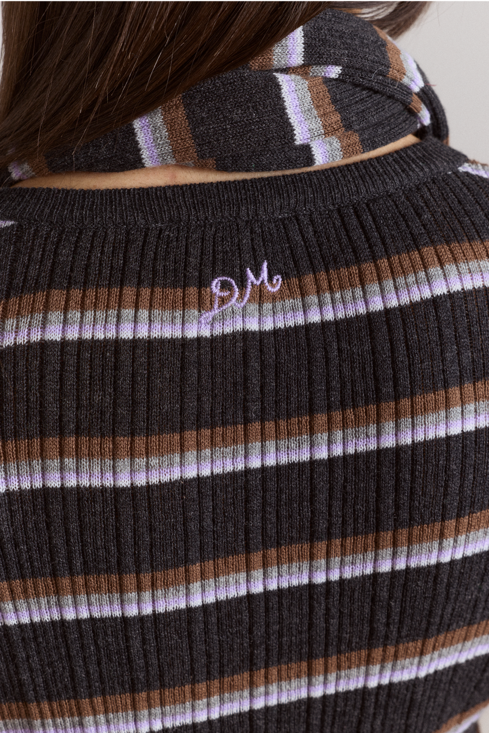 anelis cotton merino blend cardigan- multi stripe