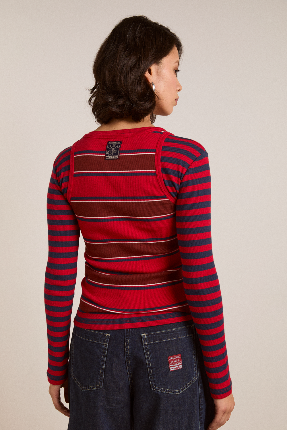 manon layered ls tee red stripe