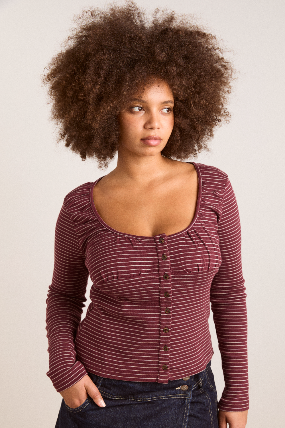 darma ls cardi - burg stripe