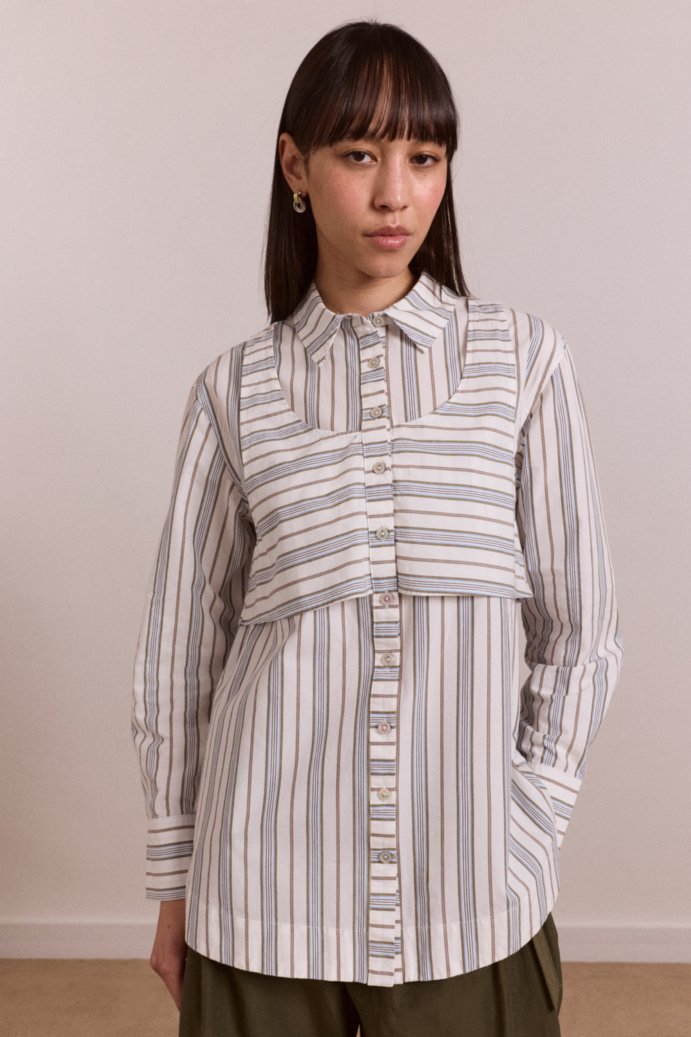 valeria double layer shirt - caraway stripe