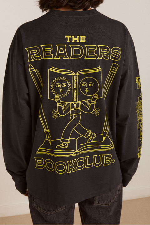 The Reader Long Sleeve Tee - Charcoal