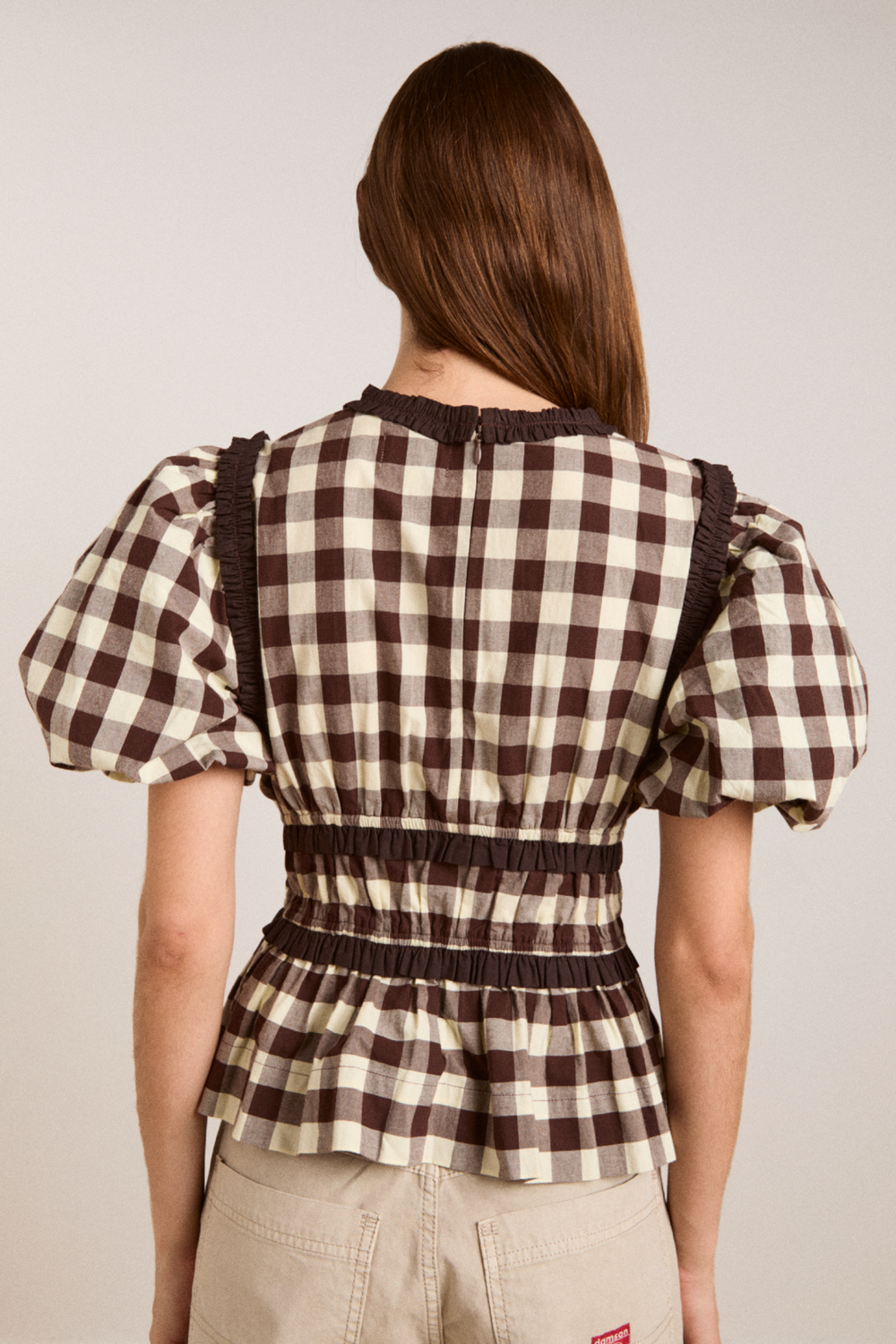 everly ruffle blouse - butter gingham