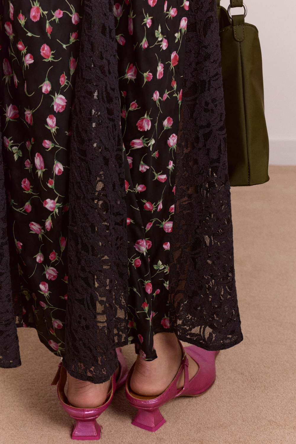 genevieve midi dress - rose print