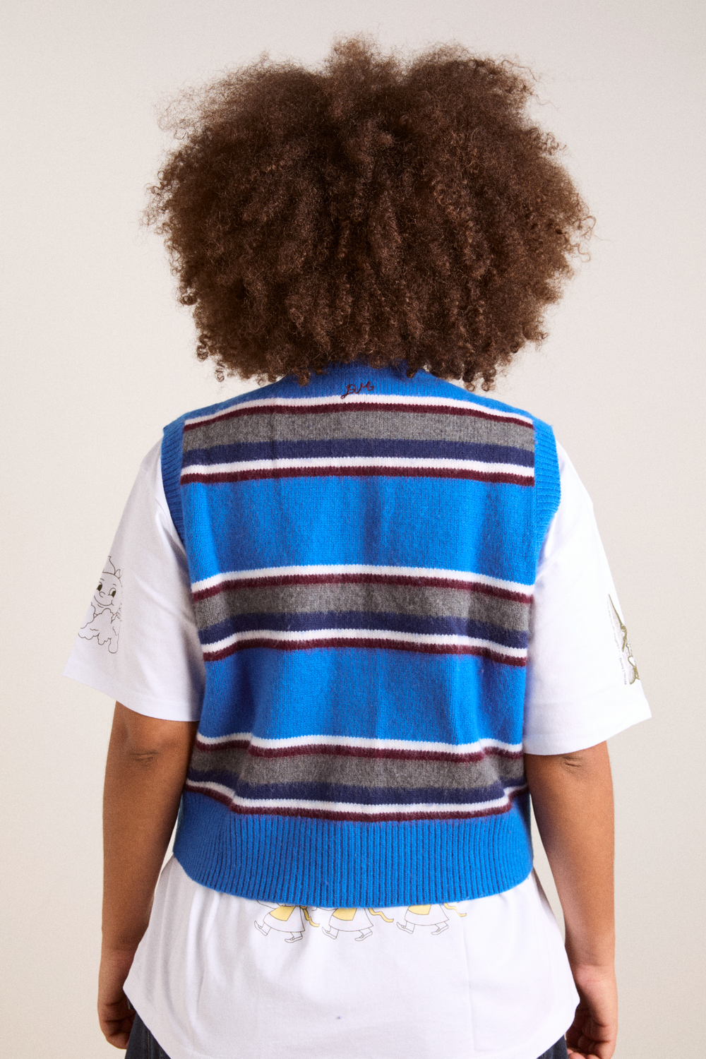 sofie merino wool vest - blue stripe