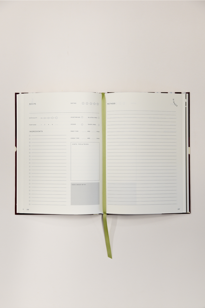 damson madder x papier stripe & polka dot recipe book