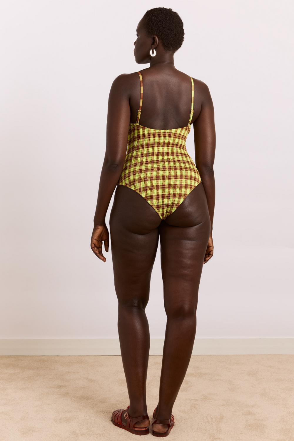 lilibet swimsuit - green & choc gingham print