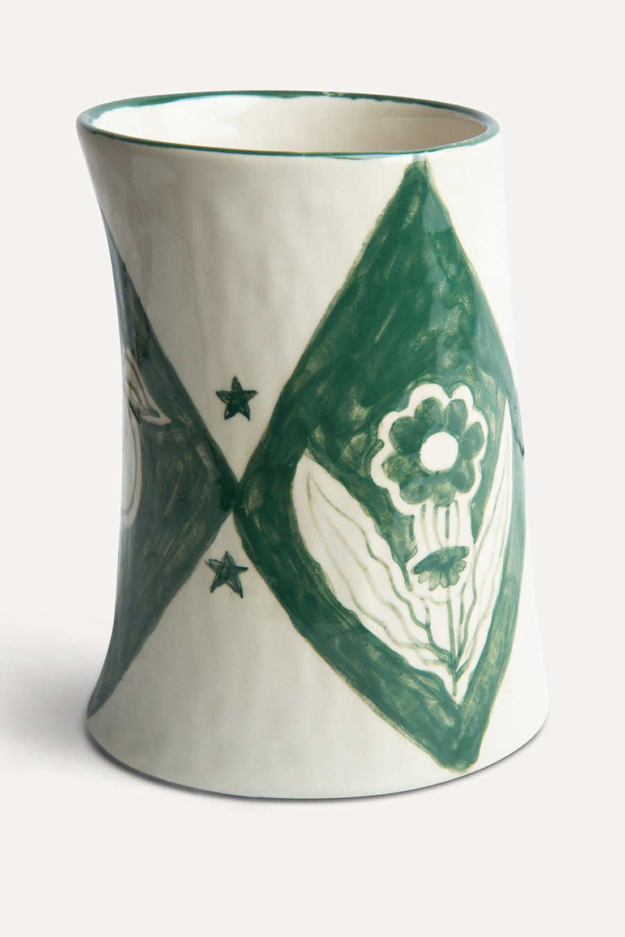 green diamond motif vase