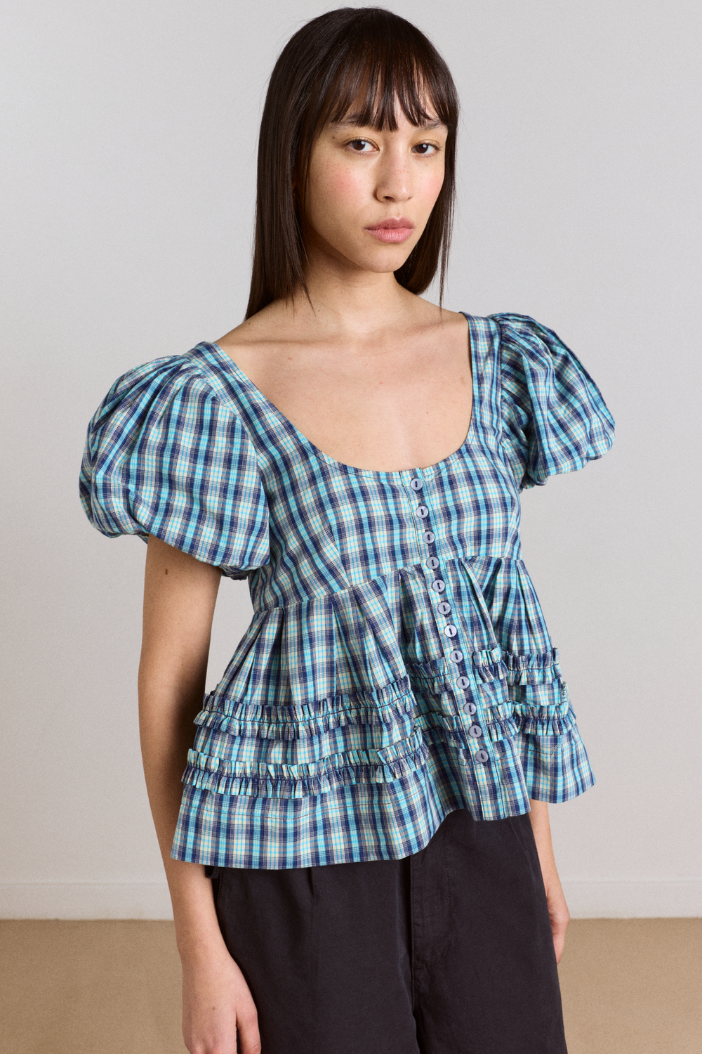 summer joy blouse- tomboy check