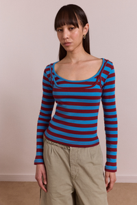 Avielle Double Layer Top - Blue Stripe