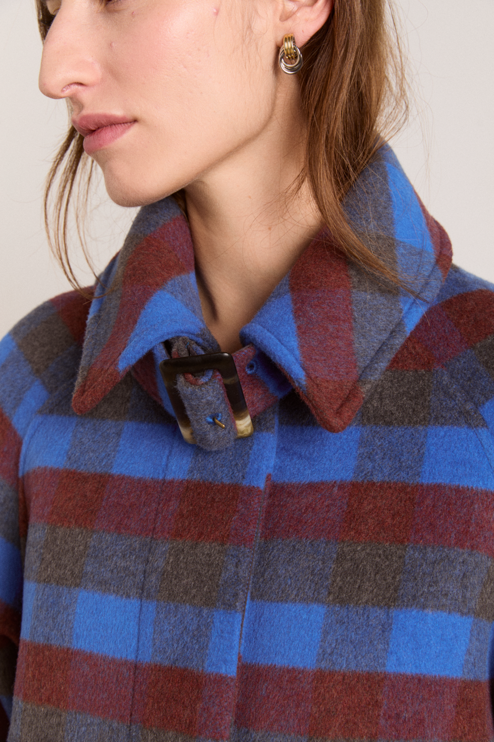 vivi wool coat - blue/brick