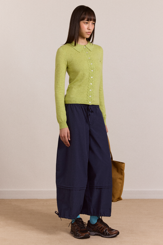 voula wool and cashmere blend cardigan - lime