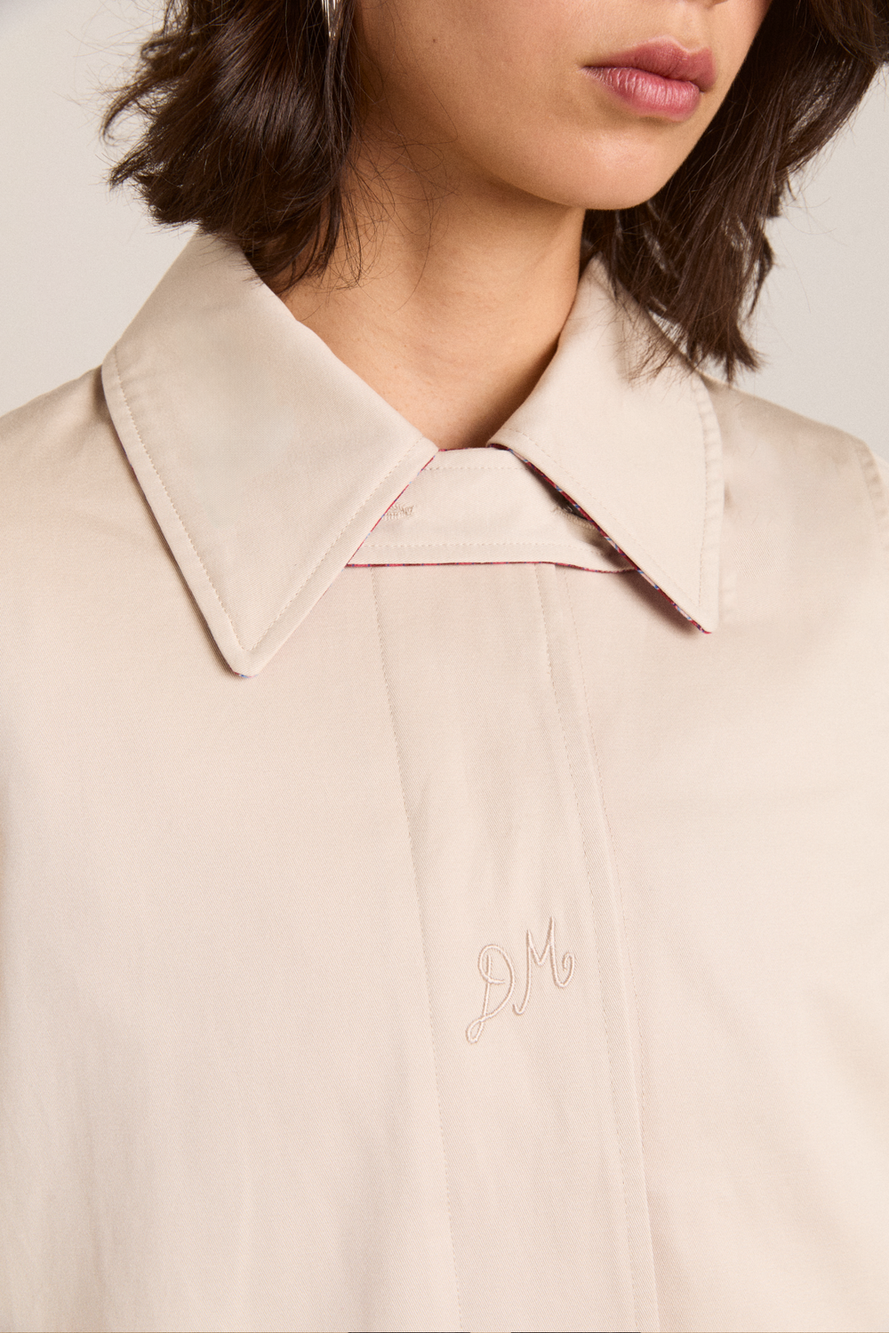 mercedes bow reversible trench - gingham & ecru