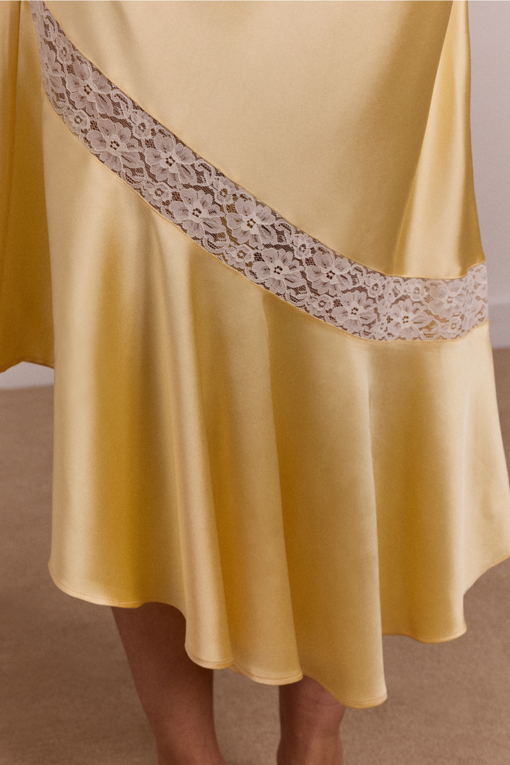 delphia satin midi skirt - butter