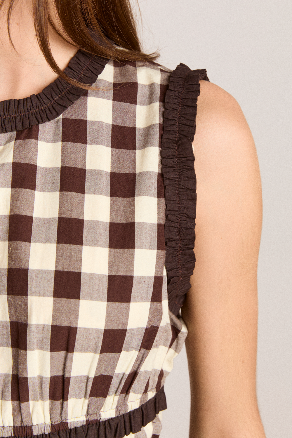 everly ruffle blouse - butter gingham