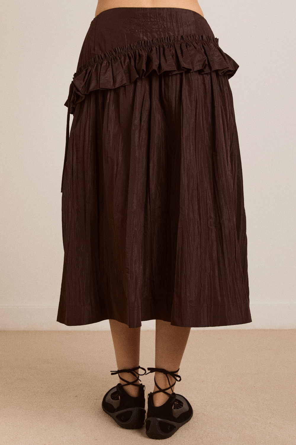 flavia midi skirt - choc taffeta
