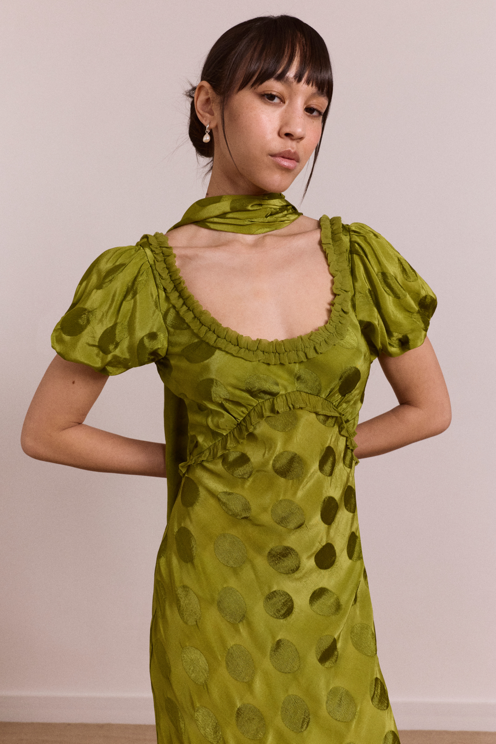 aoife midi dress - jacquard green spot