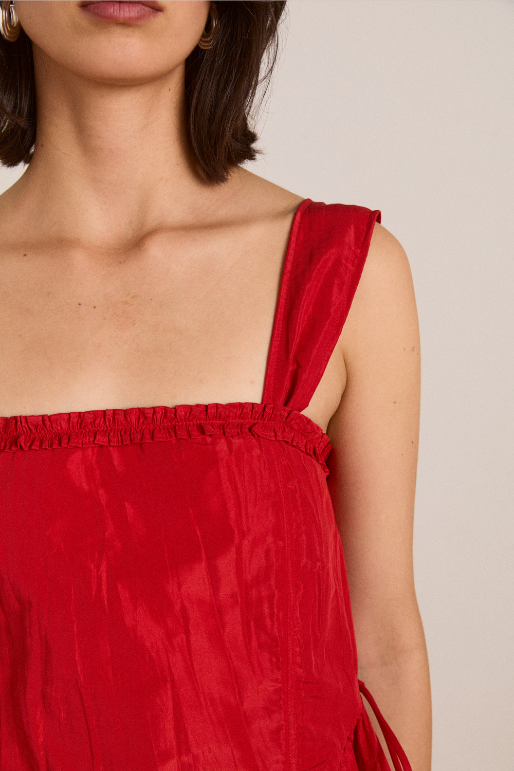 elina midi dress red tafetta