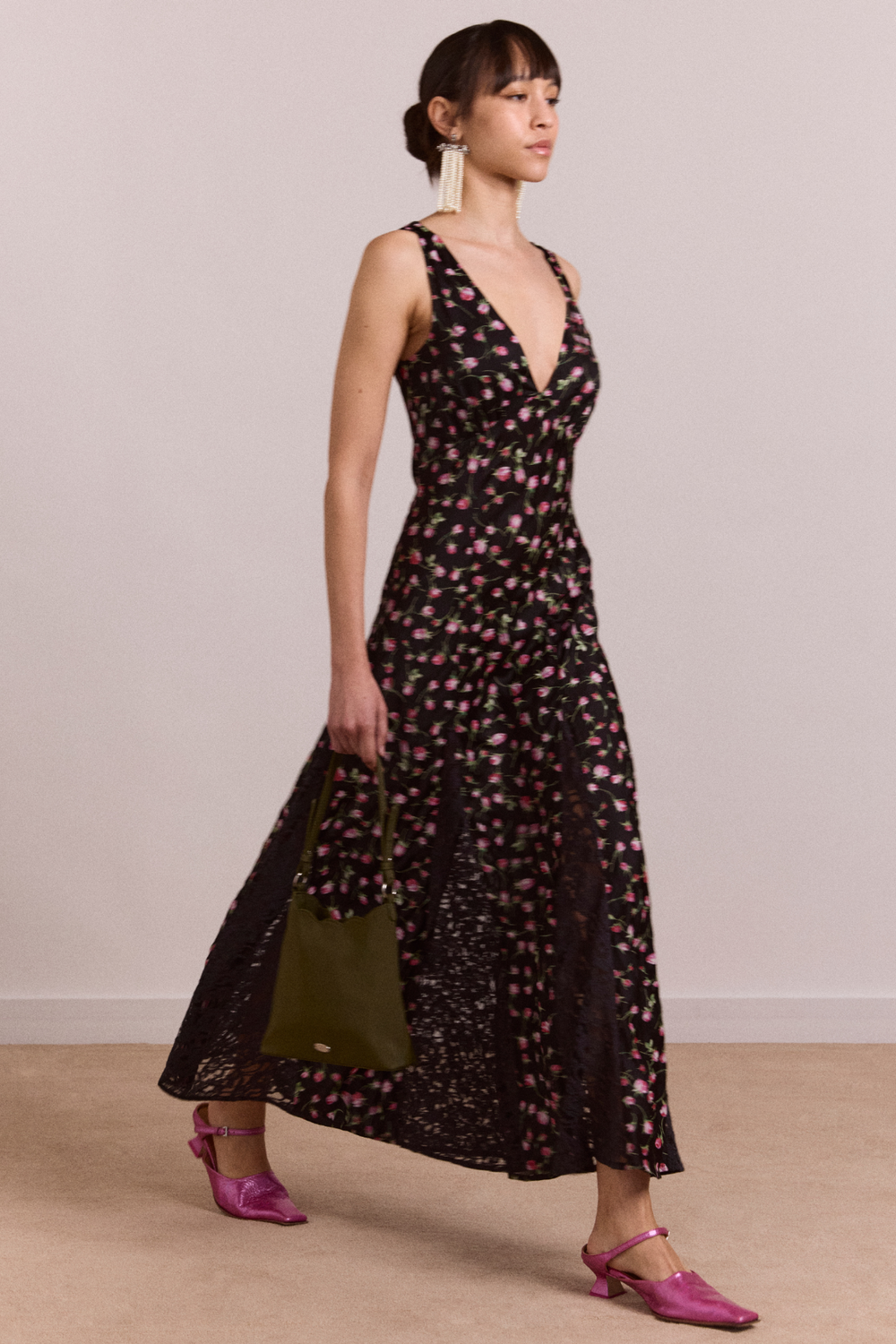 genevieve midi dress - rose print