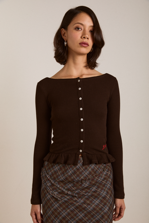 Marjorie Waffle Top - Brown