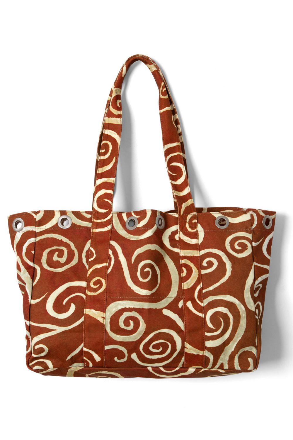 large canvas eyelet tote bag - swirl print