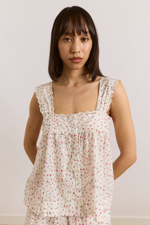 Harrietta Button Through Cami - Pink Floral