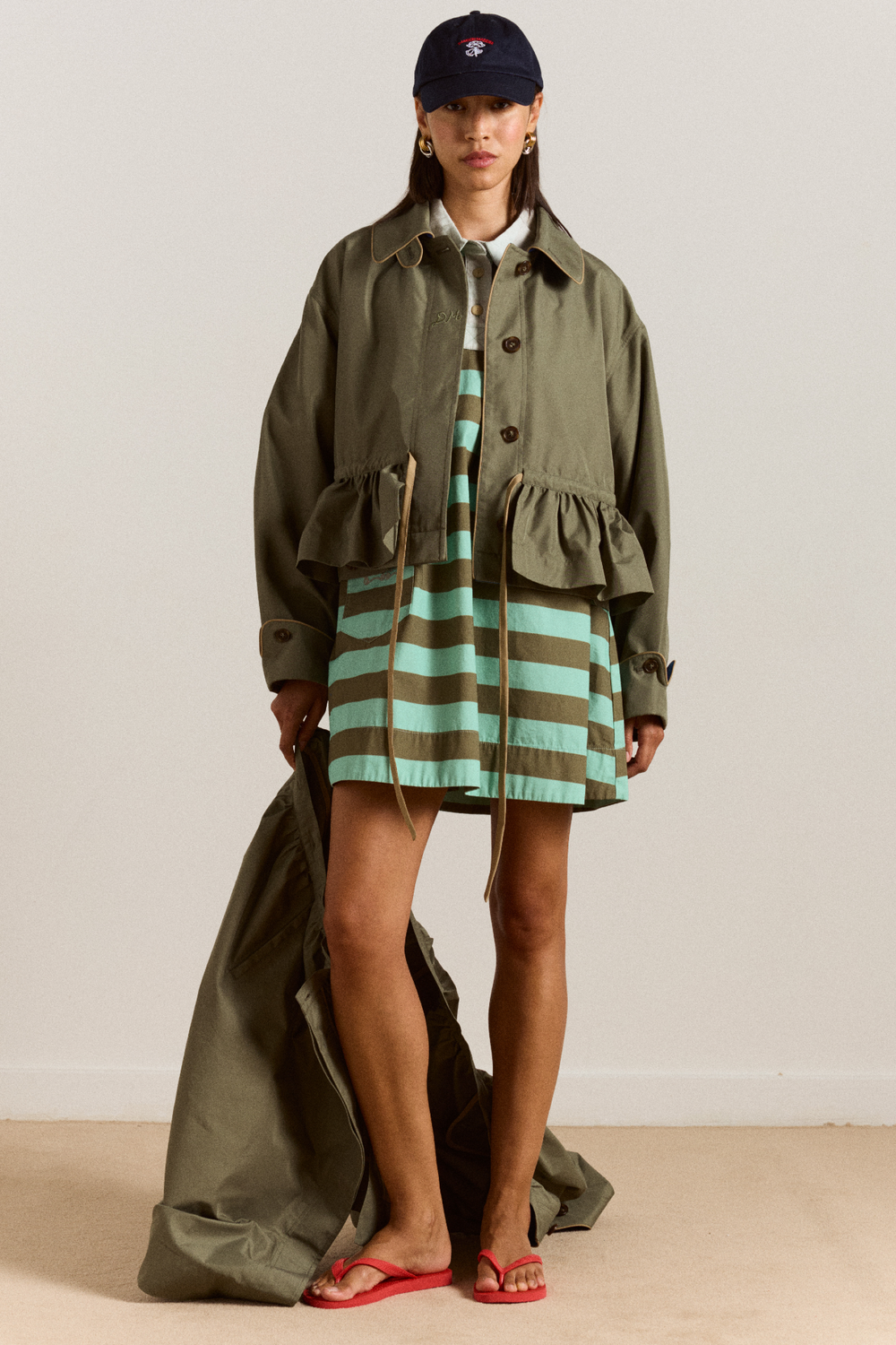 multi-wear myrtle trench in khaki