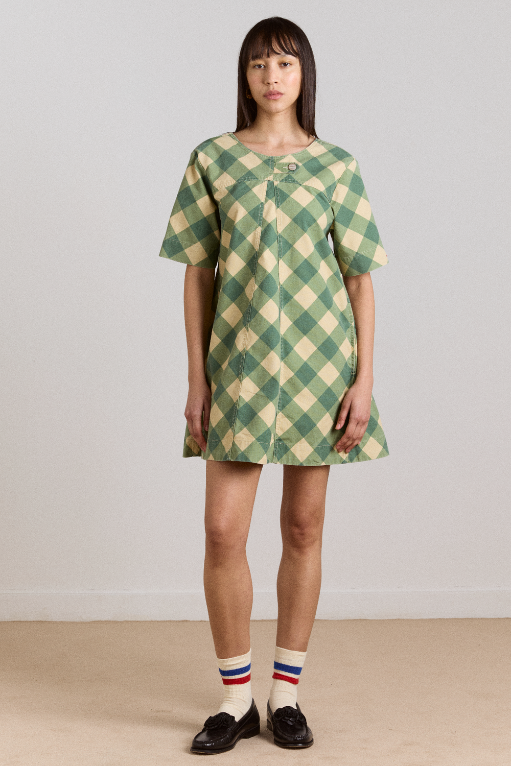 bridget mini dress - green butter gingham